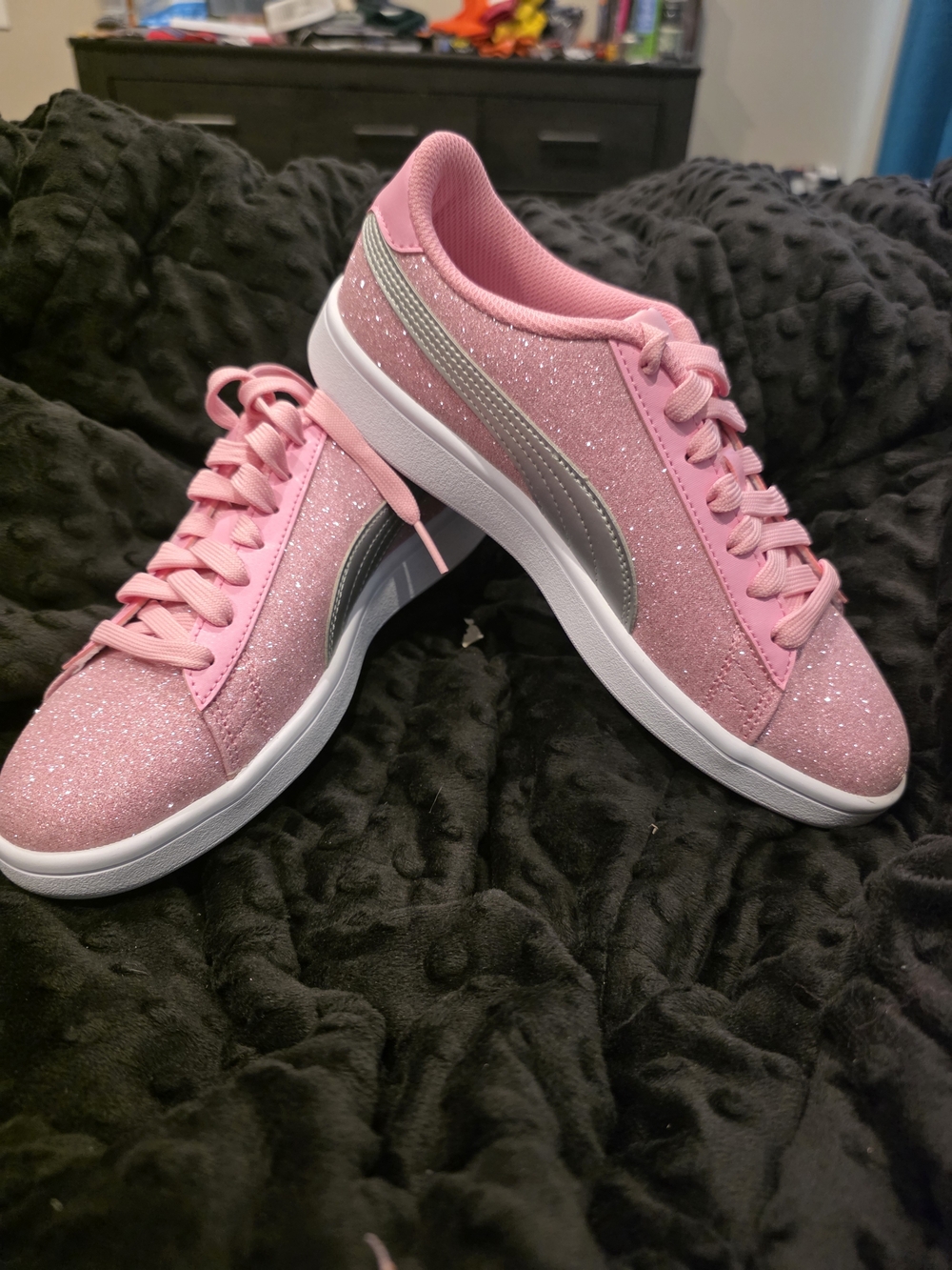 Pink glitter PUMA Smash v2 Glitz Glam Kids' Sneakers